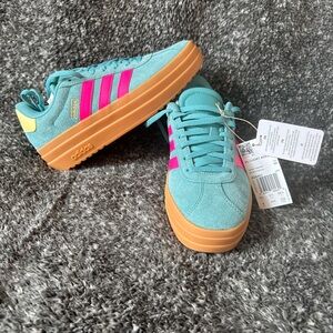 Adidas Aqua and Magenta Sneakers with Gum Sole